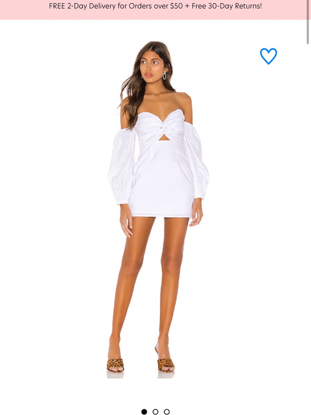superdown White Off-Shoulder Sweetheart Mini Dress with Puff Sleeves